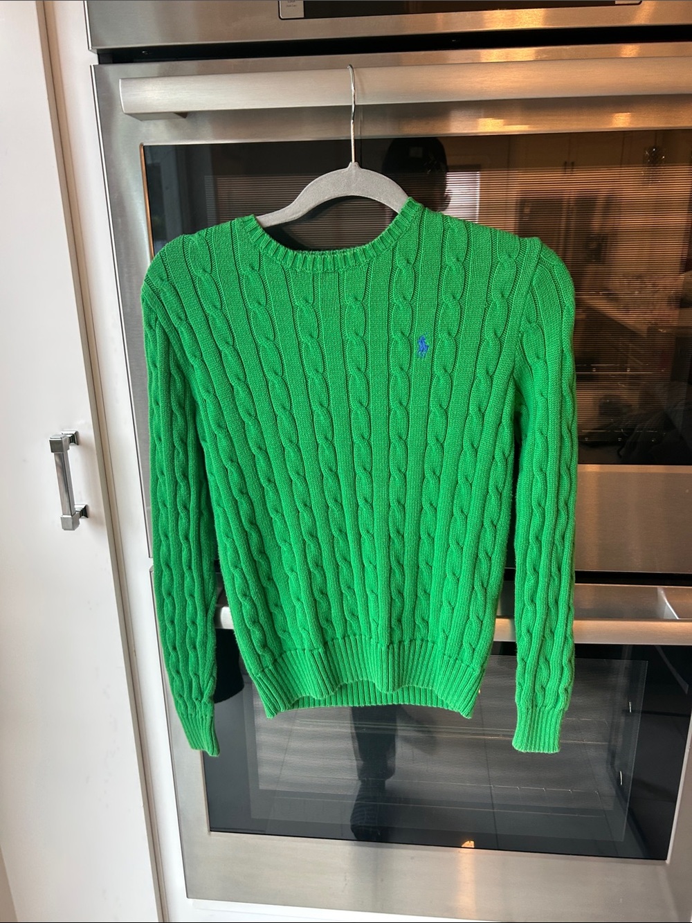 Ralph Lauren Bright Green Cable-Knit Crewneck Sweater